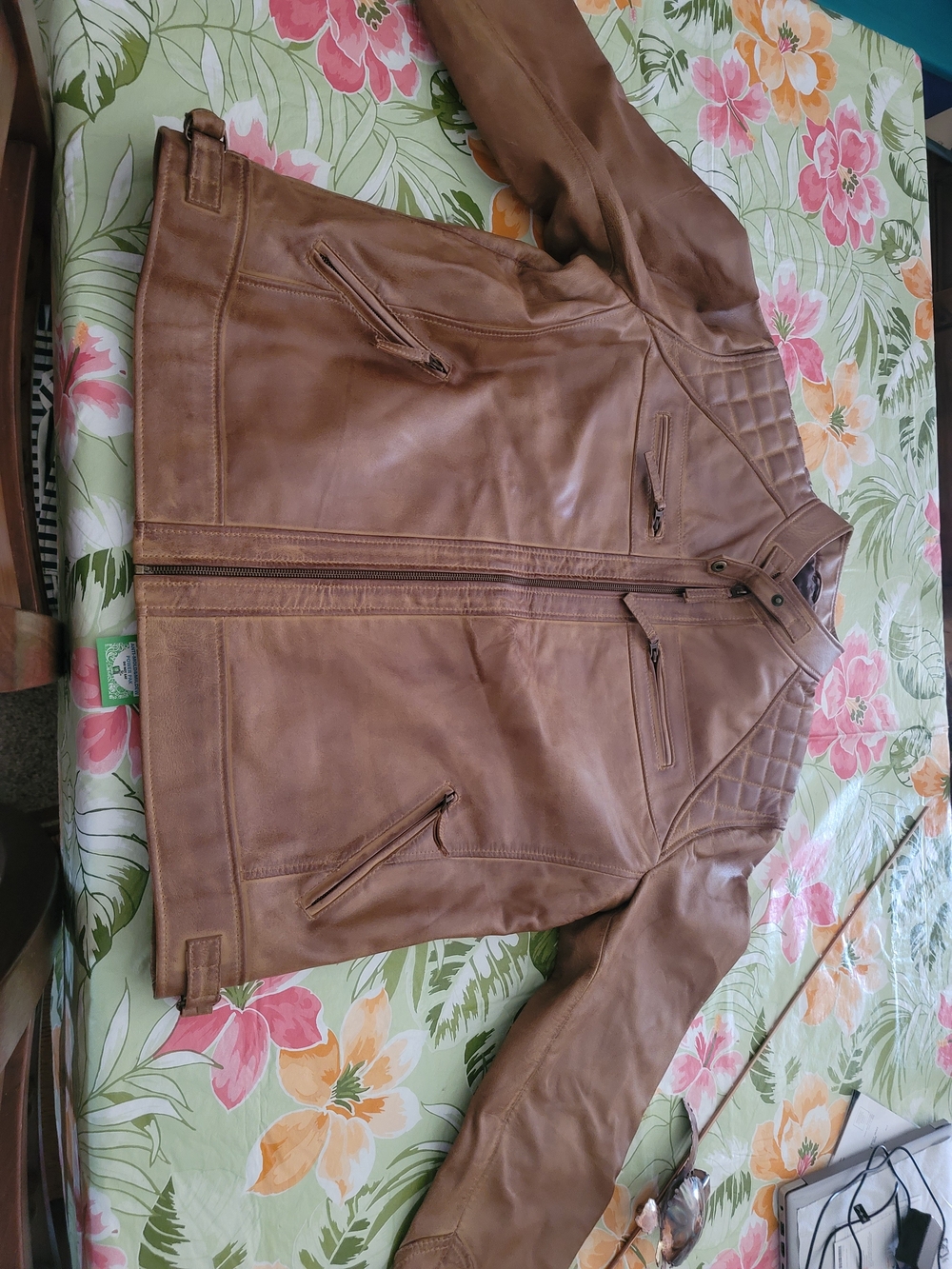 Men's Brown Leather Jacket - Classic Zip-Front Coat